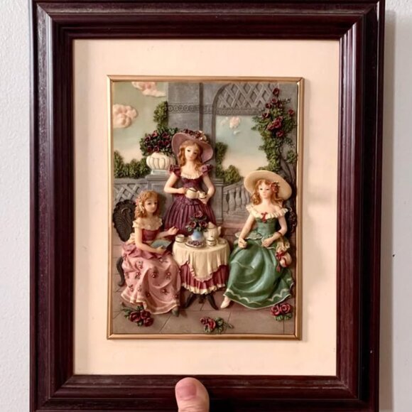 Vintage “Young Ladies Tea” ceramic framed wall art 🎀 - Picture 1 of 5
